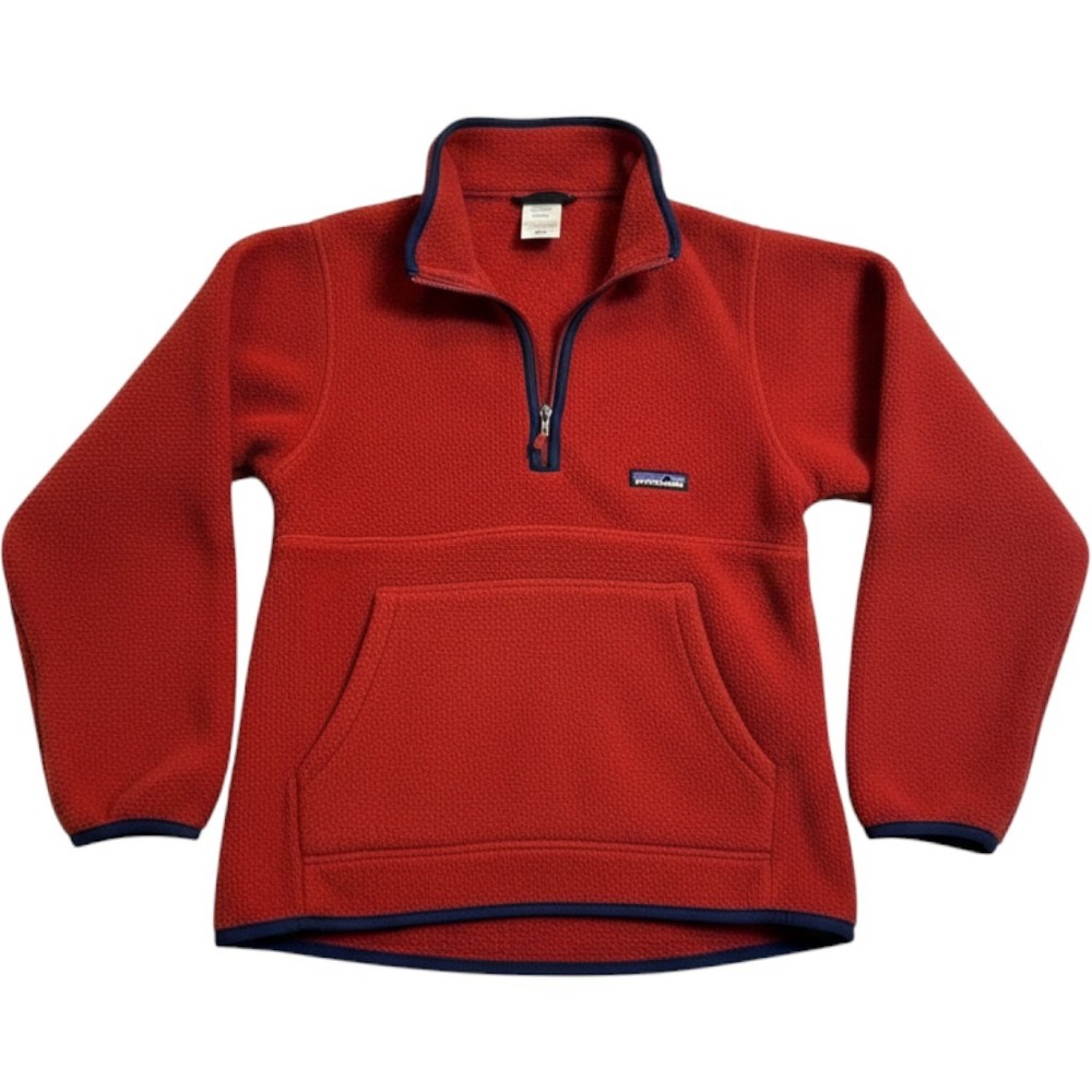 Vtg Patagonia Mens XS Red Synchilla Marsupial Fleece Quarter Zip Pullover